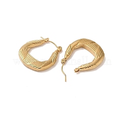 テクスチャー 201 ステンレススチール ハーフフープ イヤリング 女性用  304ステンレスピン付き  ゴールドカラー  25x3.5mm&nbsp;EJEW-G385-04G