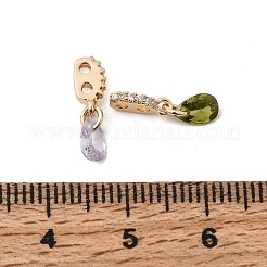 Brass 2-Loop Oval Spacer Bars with Teardrop Cubic Zirconia Tassel&nbsp;ZIRC-L106-01G