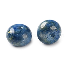 ベーキングペイント不透明ガラスビーズ  ロンデル  片穴  グリッターパウダー付き  藤紫色  7x10mm  穴：1.6mm  約20個/袋&nbsp;GL-CBAF5F7-01D