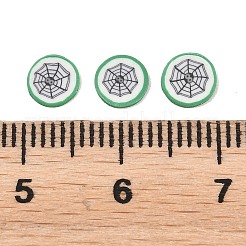 ハロウィーンの手作りポリマークレイカボション  フラットラウンドい＆クモの巣  シーグリーン  5~6x0.3~1.2mm  約19230個/500g&nbsp;CLAY-A007-01A