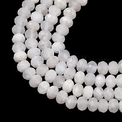 天然レインボー ムーンストーン ビーズ 連売り  多面カット  ロンデル  4x3mm  穴：0.7mm  約136個/連  15.16''（38.5センチメートル）&nbsp;G-Z058-B01-02A-01