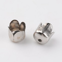 アイアン製ビーズキャップ  花  4花びら  プラチナ  6.5x7mm  穴：1mm&nbsp;E015Y-1