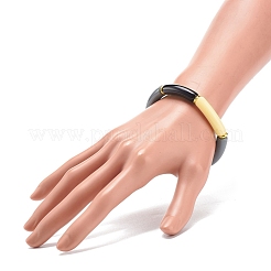 Imitation Jade Acrylic Curved Tube Beaded Stretch Bracelet for Women&nbsp;BJEW-JB08436-03
