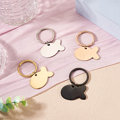 4Pcs 4 Colors Stainless Steel Fish Keychains&nbsp;KEYC-TA0004-80B