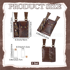 Rectangle PU Leather Medieval Waist Belt Bag with 2Pcs Glass Potion Bottles&nbsp;AJEW-WH0696-581A