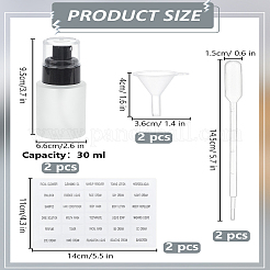 すりガラススプレーボトル2個  liqiudボトル  プラスチック漏斗ホッパー付き  使い捨てプラスチックホールピペット  粘着ステッカー  透明  9.55cm  容量：30ml（1.01fl.oz）&nbsp;MRMJ-LP0001-39