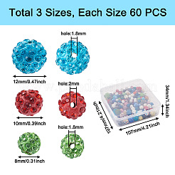 180Pcs 3 Style Polymer Clay Pave Rhinestone Beads&nbsp;RB-CD0001-04