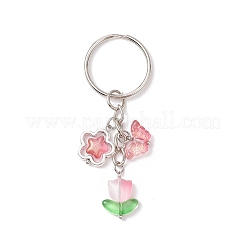 6Pcs Glass Butterfly Flower Keychain&nbsp;KEYC-JKC01111