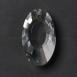 透明なガラスビッグペンダント  シャンデリアクリスタル吊り下げペンダント用  多面カット  オーバル  透明  50x29.5x15.5mm  穴：1.8mm&nbsp;X-GLAA-F118-08