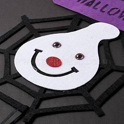 ハロウィーン テーマ フェルト布ぶら下げドア サイン  壁飾り  屋内用装飾小道具  アウトドア  クモの巣とカボチャのジャック・オー・ランタン  ブラック  625mm&nbsp;LS-HJEW-B005-01