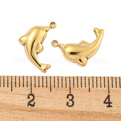 304ステンレススチールチャーム  イルカのチャーム  14KGP本金メッキ  14x9x3mm  穴：1.2mm&nbsp;STAS-L080-004G