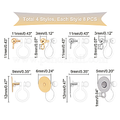 32Pcs 4 Style 304 Stainless Steel Plastic Clip-on Earring Findings&nbsp;STAS-DC0001-35