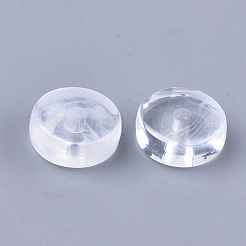 アクリルビーズ  天然石風  フラットラウンド  クリア＆ホワイト  14.5x6mm  穴：2.5mm  約508個/500g&nbsp;OACR-S028-095