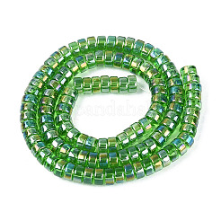 Ab色のメッキ透明ガラスビーズ連売り  フラットラウンド  ライムグリーン  6~6.5x3mm  穴：1~1.2mm  約111~119個/連  14.17~15.16''（36~38.5センチメートル）&nbsp;GLAA-T026-3x6mm-T08