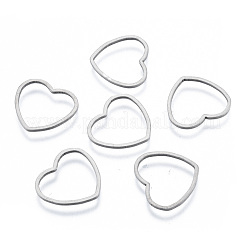 変色しない201ステンレススチール製リンクリング  ハート  ステンレス鋼色  14.5x16x1mm  内径：11.5x14mm&nbsp;STAS-N090-T16-1