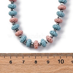 Dyed Natural Lava Rock & Synthetic Non-magnetic Hematite Rondelle Beaded Necklaces&nbsp;NJEW-H054-01P