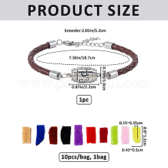 304ステンレススチール製香水ディフューザー用コラムリンクブレスレット1個  模造レザーコードブレスレット  ステンレス鋼色  スポンジ香水パッド1袋付き  ミックスカラー  7.36インチ（18.7cm）&nbsp;BJEW-FG0001-08C