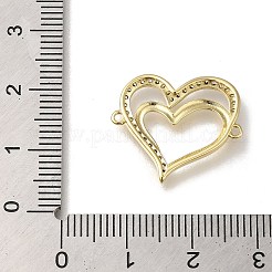 Rack Plating Brass Micro Pave Clear Cubic Zirconia Double Heart Links Connector Charms&nbsp;KK-K373-11B-G