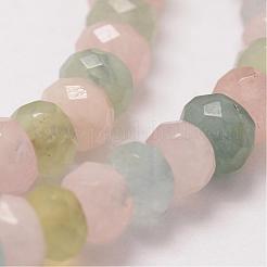 Faceted Rondelle Natural Morganite Bead Strands&nbsp;G-O137-05A