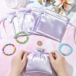 Satin Cloth Drawstring Pouches with Flower&nbsp;ST-CJ0048-001D