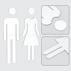 アクリルトイレサインステッカー  公衆トイレの看板  壁のドアの付属品の印のため  ホワイトスモーク  17~100x17~42.5x0.8mm&nbsp;DIY-WH0569-66A-01