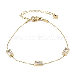 304 Stainless Steel Micro Pave Cubic Zirconia Link Chian Bracelets for Women&nbsp;BJEW-K291-04G