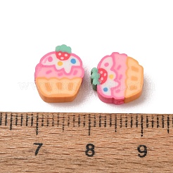 手作り樹脂粘土ビーズ  ケーキ  ピンク  9~10x8.5~9.5x4mm  穴：1.6mm&nbsp;PY-CBA6E6D-04F
