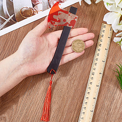 タッセル付きブラッドアクリルブックマーク1個  斧  253mm  斧：139x56x2.5mm&nbsp;AJEW-CP0009-57B