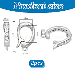 2Pcs Sterling Silver Micro Pave Clear Cubic Zirconia Fold Over Clasps&nbsp;STER-PH0004-68P