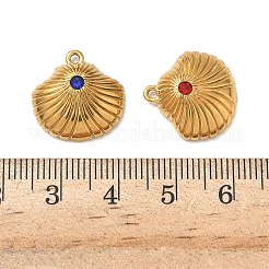 304ステンレスペンダント  シェルシェイプチャーム  ラインストーン付き  イオンプレーティング（ip）  18KGP本金メッキ  17x17x5mm  穴：1.4mm&nbsp;STAS-F328-03G