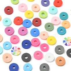 24スタイルの手作りポリマークレイビーズ  ディスク/フラットラウンド  へいし  ミックスカラー  6x1mm  穴：1.8mmと2mm  3383個/箱&nbsp;CLAY-FS0001-23