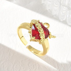 Brass & Glass Cuff Open Rings for Women&nbsp;KK-CBA760A-01A-G