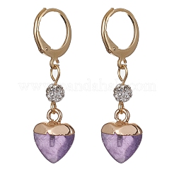Heart Natural Mixed Gemstone Dangle Leverback Earrings&nbsp;EJEW-JE05470
