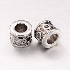 チベット風ヨーロピアンビーズ  コラム  アンティークシルバー  鉛フリー及びカドミウムフリー  9x7mm  穴：4mm&nbsp;LF11530Y