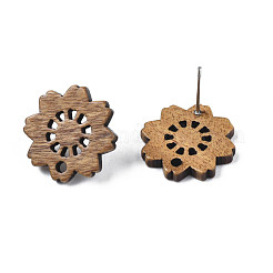 Walnut Wood Stud Earring Findings&nbsp;MAK-N032-038
