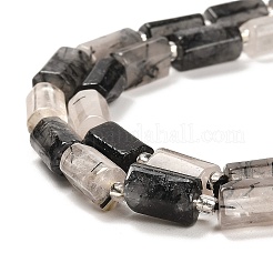 天然石ブラックルチルクォーツビーズ連売り  シードビーズで  ファセット列  9~11x6~7.5x6~7.5mm  穴：1.2mm  約30個/連  15.16~15.55インチ（38.5~39.5cm）&nbsp;G-G068-A32-01