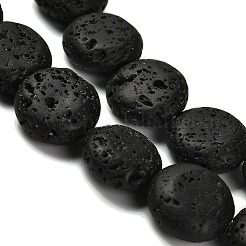 天然溶岩岩ビーズ連売り  フラットラウンド  12x5.5mm  穴：1mm  約32~33個/連  14.69~15.28''（37.3~38.8センチメートル）&nbsp;G-G175-K15-01