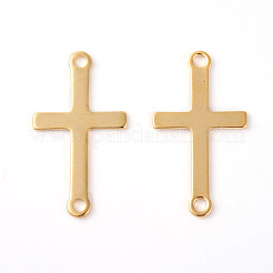 201 ステンレススチールリンクコネクター  横クロス  ゴールドカラー  23x12.5x0.6mm  穴：1.6mm&nbsp;X-STAS-F192-016G