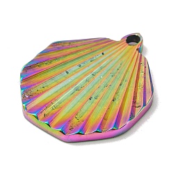 イオンプレーティング（IP）304ステンレスペンダント  シェルシェイプチャーム  虹色  20.5x17.5x1.8mm  穴：1.5mm&nbsp;STAS-D025-07M