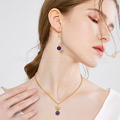 80Pcs Natural Amethyst Round Charms&nbsp;PALLOY-DC00001