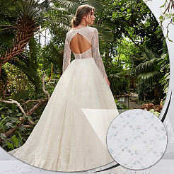 Sequin Polyester Lace Fabric&nbsp;DIY-WH0622-147B