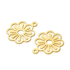 シーグレース真鍮ペンダント  花のチャーム  カドミウムフリーと鉛フリー＆ニッケルフリー  18KGP本金メッキ  24x20x0.7mm  穴：2mm&nbsp;XGRQ5F543-797G