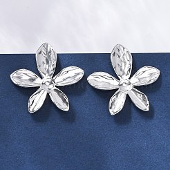 女性用304ステンレススチールスタッドピアス  花  ステンレス鋼色  32x31.5mm&nbsp;EJEW-K306-16P