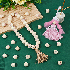 プリントウッドビーズ  笑顔でラウンド  ベージュ  20x17.5mm  穴：4.8~5.2mm&nbsp;WOOD-WH0052-008