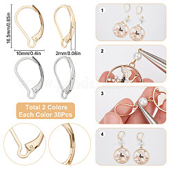 60Pcs 2 Colors 304 Stainless Steel Leverback Earring Findings&nbsp;STAS-SC0004-62