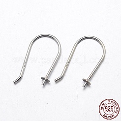 925スターリングシルバーピアスフックのパーツ  銀  トレイ：3mm  18mm  20ゲージ  ピン：0.8mm  約47pairs / 20グラム&nbsp;STER-M102-03S-3mm