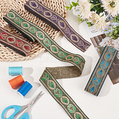14m 4色 エスニック風 刺繍 ポリエステルリボン  花と葉の模様  ミックスカラー  1-1/8インチ（29mm）  3.5m /カラー&nbsp;OCOR-FG0001-66
