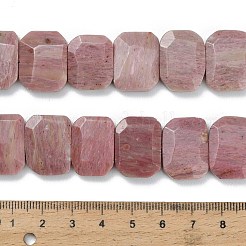 天然石ロードナイトビーズ連売り  長方形  多面カット  15x20x6mm  穴：1.5mm  約25個/連  14.96インチ（38cm）&nbsp;G-C285-A05-01