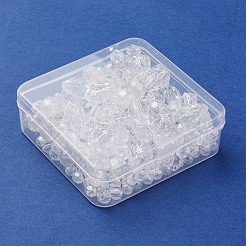 透明なアクリルビーズ  多面カット  混合図形  透明  6~17x6~11x6~11mm  穴：1~2mm  285個/箱&nbsp;TACR-FS0001-42