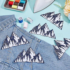 ポリエステル布の刺繍をアップリケに縫い付けます  ミシンクラフト装飾  山  ブラック  83x141x1mm&nbsp;PATC-WH0008-82